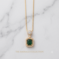 Emerald Radiance Gold Pendant Necklace | Emerald Green Necklace | Aqsetique
