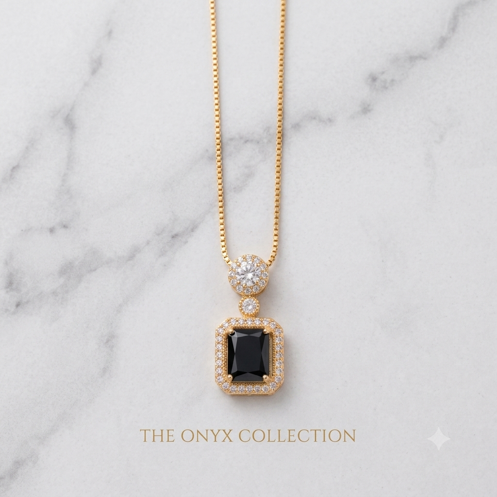 Royale Gold Pendant Necklace | Stone Necklace | Aqsetique