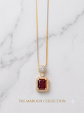 Maroon Royale Gold Pendant Necklace | Maroon Stone Necklace | Aqsetique
