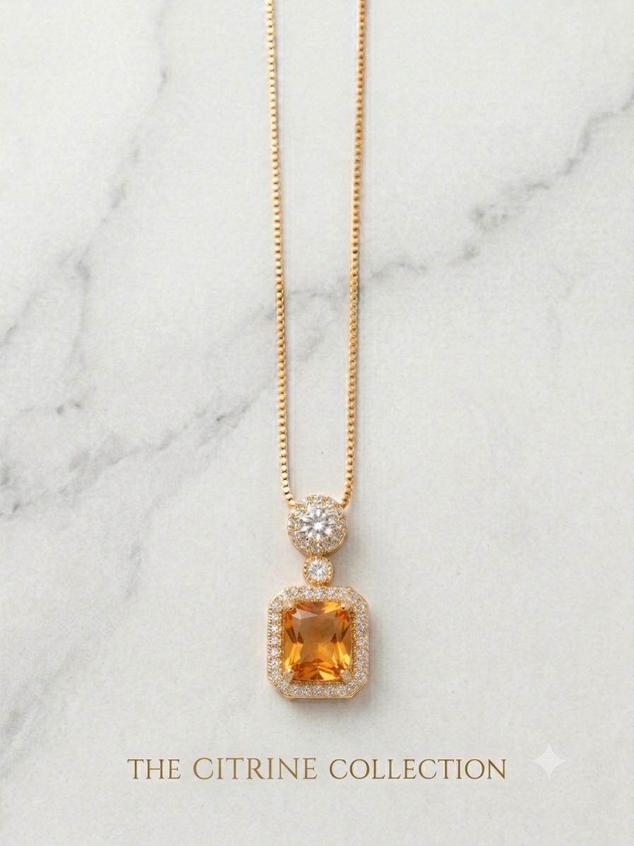 Royale Gold Pendant Necklace | Stone Necklace | Aqsetique