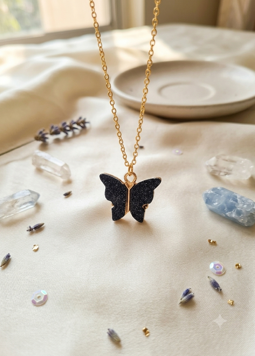 Pearl Glow Butterfly Necklace | White Butterfly Pendant | Aqsetique