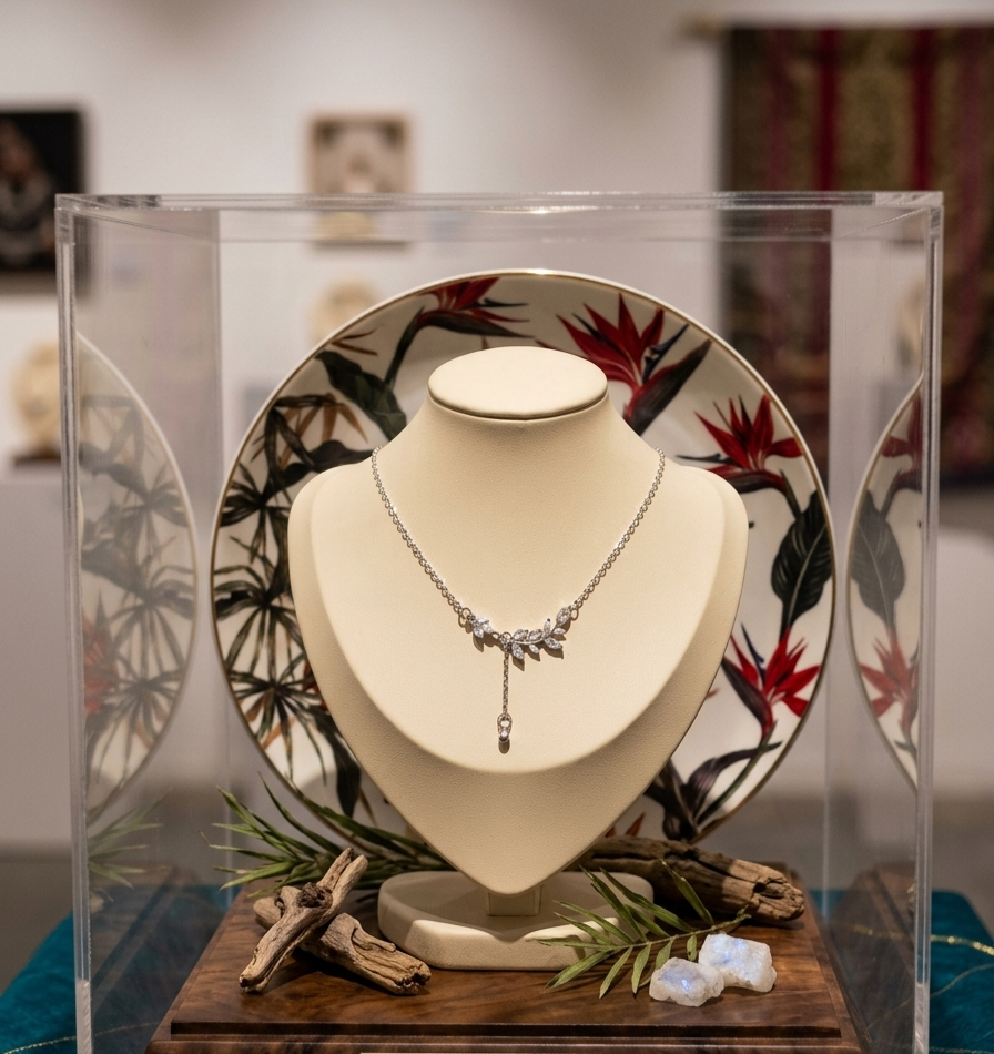 Silver Leaf Vine Lariat Necklace